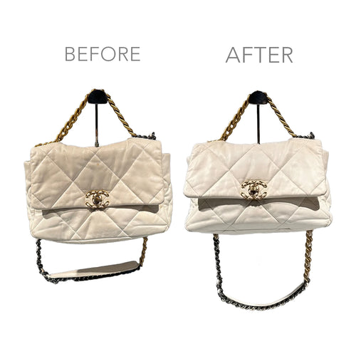 Bag Restoration in Dubai, before and after on a client's bag