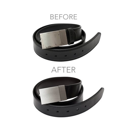 Belt Cleaning in Dubai, before and after on a client's belt
