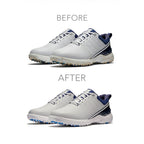Golf Shoes Cleaning in Dubai, before and after on a client's pair