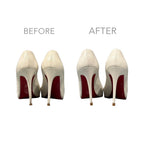 Heel Cleaning in Dubai, before and after on a client's pair