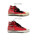 Sneaker Clean in Dubai, before and after on a client's pair