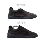 Suede Clean in Dubai, before and after on a client's pair